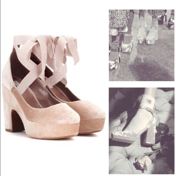TABITHA Simons Pink Velvet Sky Platform Heels